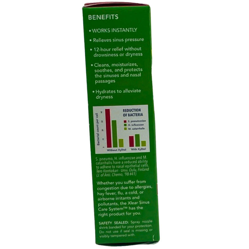 Xlear 12 Hour Nasal Decongestant Spray Moisturizing Xylitol 3 Pack Exp 12/26