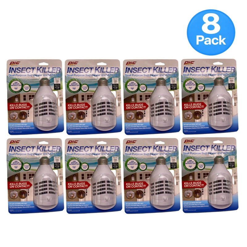 PIC Insect Killer Bug Zapper LED Light E26 Base 8 Pack New