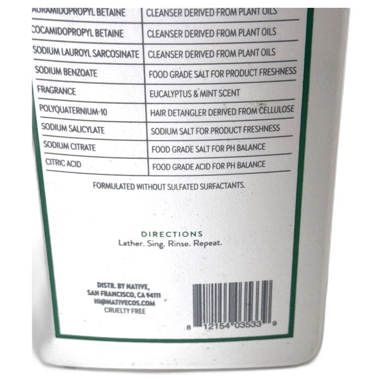 Native Hair 2 in 1 Scalp Refreshing Shampoo Conditioner Eucalyptus Mint New