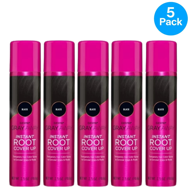 Everpro Gray Away Instant Root Cover Up Spray Black 2.5 oz 5 Pack New