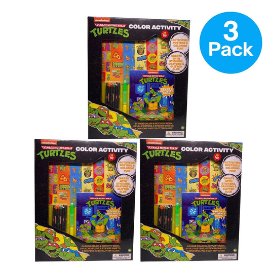 TMNT Color Activity Set Book with posters, stickers and crayons 3-pack by Inkology