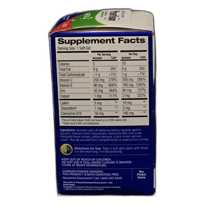 Bausch Lomb PreserVision AREDS 2 CoQ10 Eye Vitamin 100 Softgels Exp 04/27 New