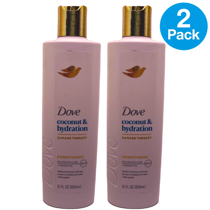 Dove Coconut & Hydration Conditioner Bio-Protein Care + Coconut Oil 12 oz 2 Pack