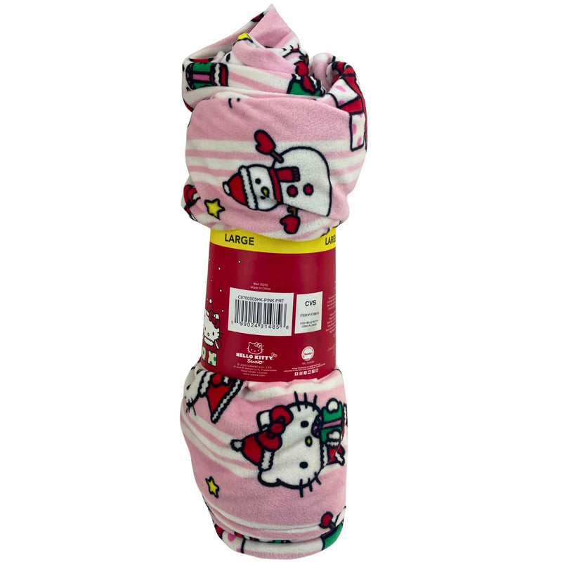 Hello Kitty Sanrio Ladies Sleep Pant Pink Stripe Holiday Christmas Fleece Large