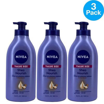 Nivea Shea Nourish Body Lotion 33.8 Oz 3 Pack New