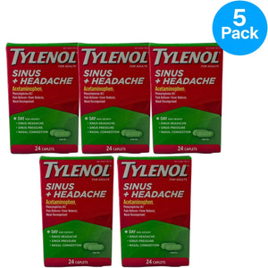 Tylenol Sinus + Headache Day Non-Drowsy Caplets Acetaminophen 24 Ct Exp 10/26
