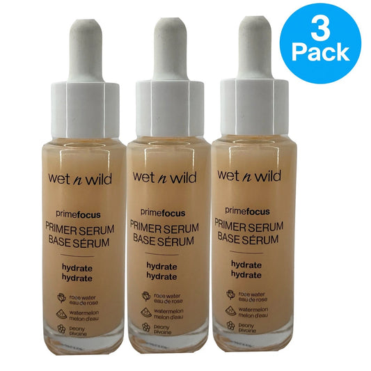 Wet n Wild Prime Focus Hydrating Primer Serum 1.0 fl oz 3 Pack New