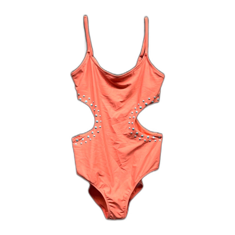 Aerie Melon Polka Dot Cut-Out One Piece Swimsuit Women's Size M New