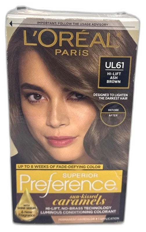 L'Oreal Superior Preference UL61 Ultra Light Ash Brown Hair Color Pack of 4 New