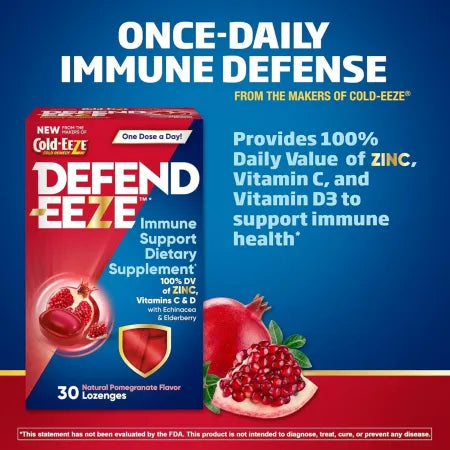 Defend-EEZE Immune Support Lozenges 30ct Pomegranate – 4 Pack – New