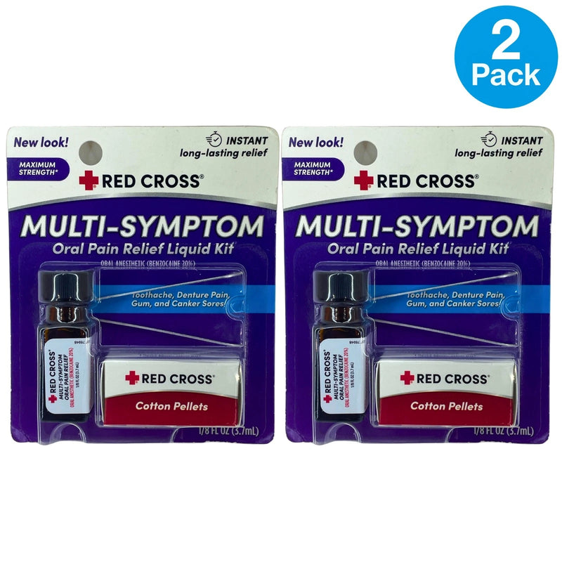 Red Cross Multi-Symptom Oral Pain Relief Liquid Kit Benzocaine 20% 1/8 Fl Oz 2 P