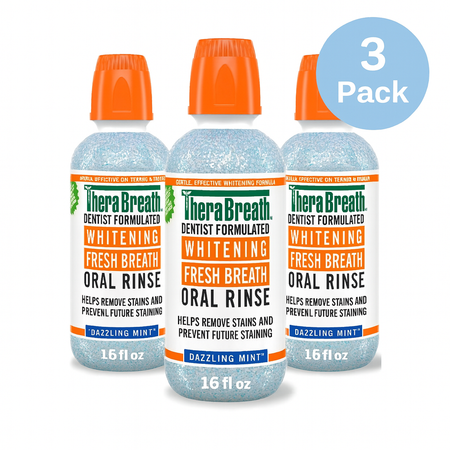TheraBreath Whitening Fresh Breath Oral Rinse 16oz 3 Pack New