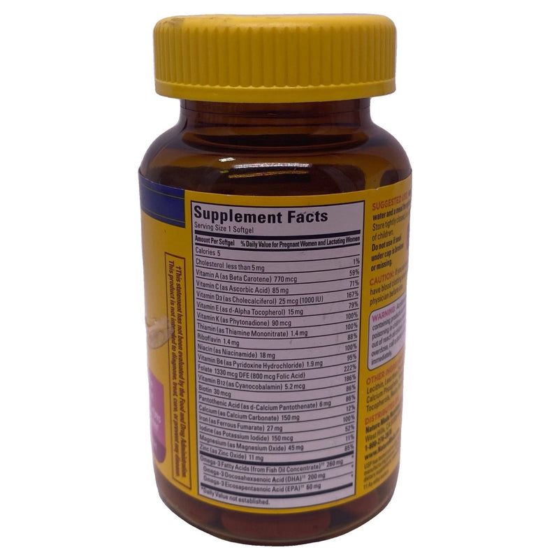 Nature Made Prenatal Folic Acid DHA 60 Softgels Multivitamin New Exp 07/27