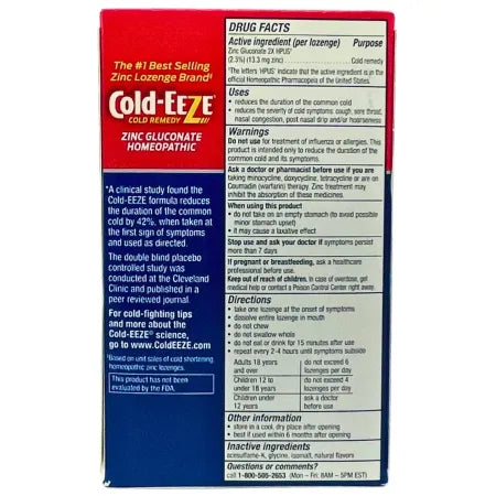 Cold-Eeze Sugar Free Zinc Lozenges Wild Cherry Flavor 25 Ct Cold Remedy 2