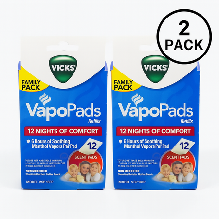 Vicks VapoPads Refill 12 Menthol Pads Family Pack 2 Pack New