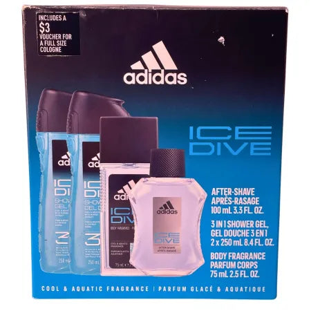 Adidas Ice Dive Men's Gift Set After Shave Shower Gel Fragrance