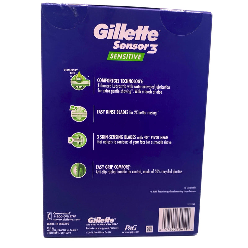 Gillette Sensor3 Sensitive Disposable Razors Winter Shave Bundle 9 Count 3 Pack