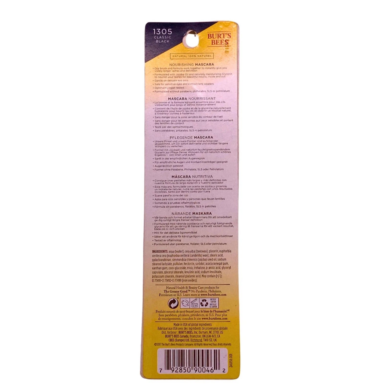 Burt's Bees Nourishing Mascara - 1305 Classic Black, 100% Natural with Jojoba Oi 2