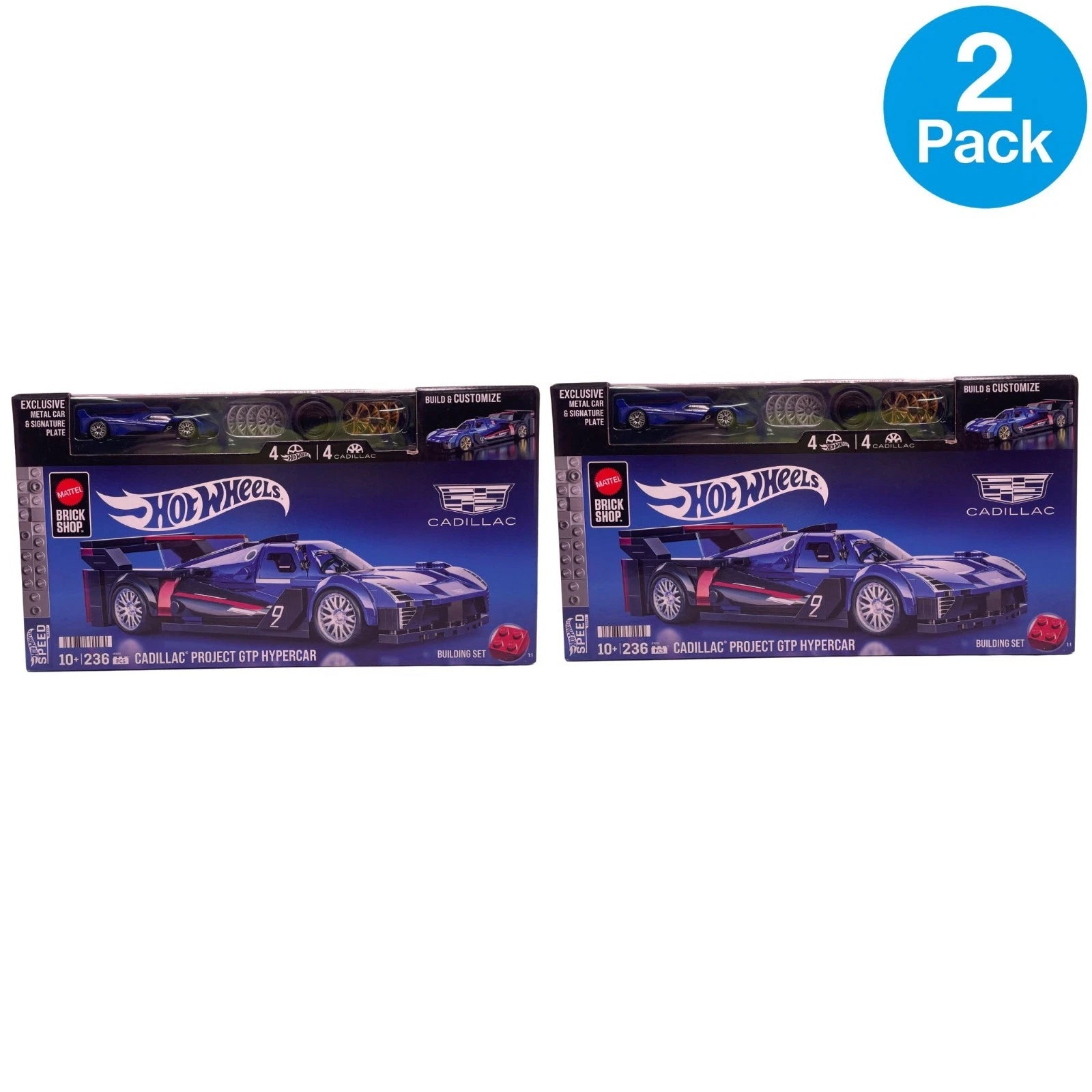 Hot Wheels Cadillac Project GTP Hypercar 236pcs Building Set 2 Pack New
