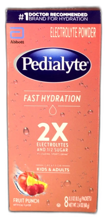 Pedialyte Fast Hydration Powder Packets Fruit Punch 8ct Exp 04/27 Pack of 6 New