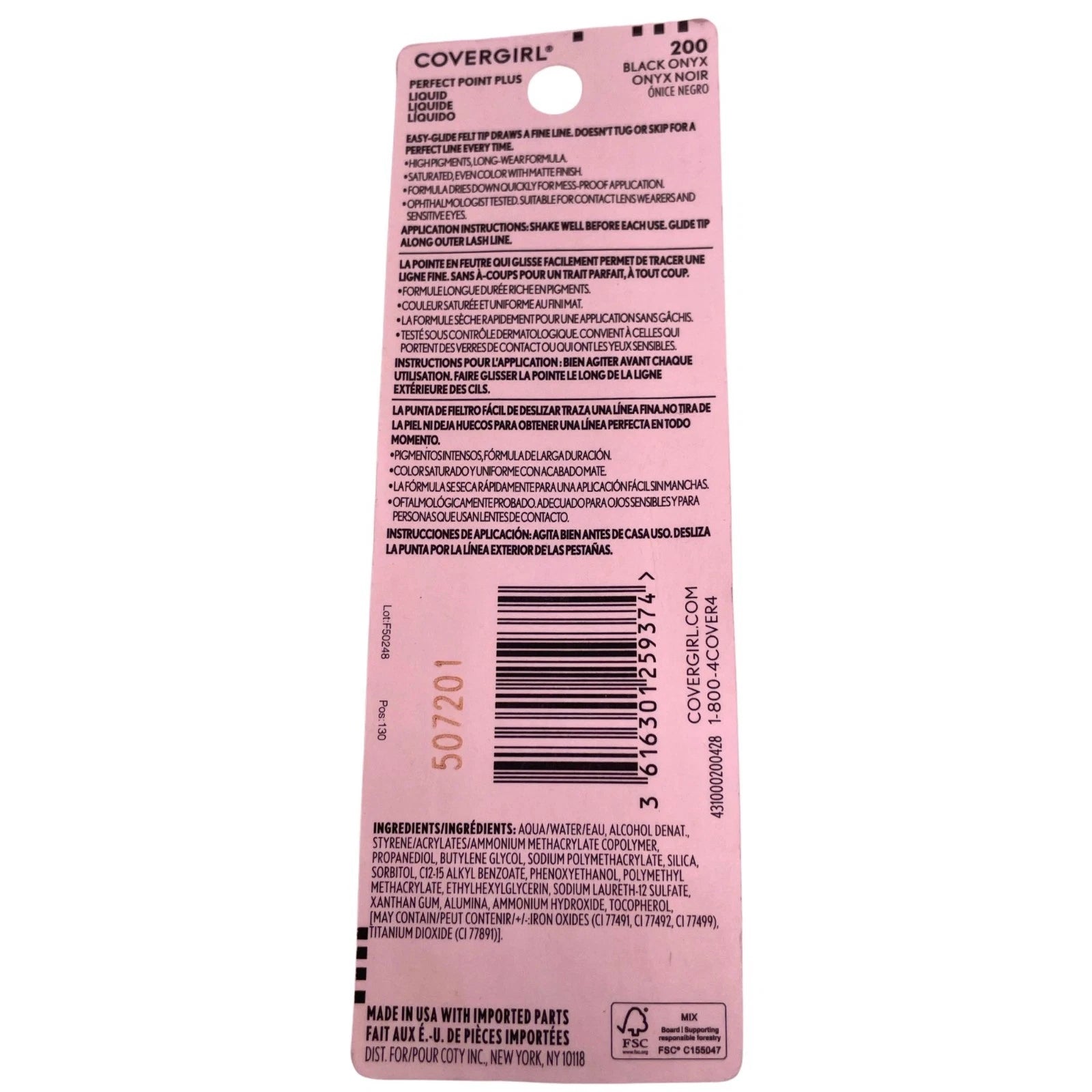 Covergirl Perfect Point Plus Liquid Liner 0.08oz #200 Black Onyx 2 Pack New