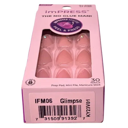 imPRESS Press-On Nails Glimpse Pink Mauve Rhinestone Accent 30 Count 4 Pack