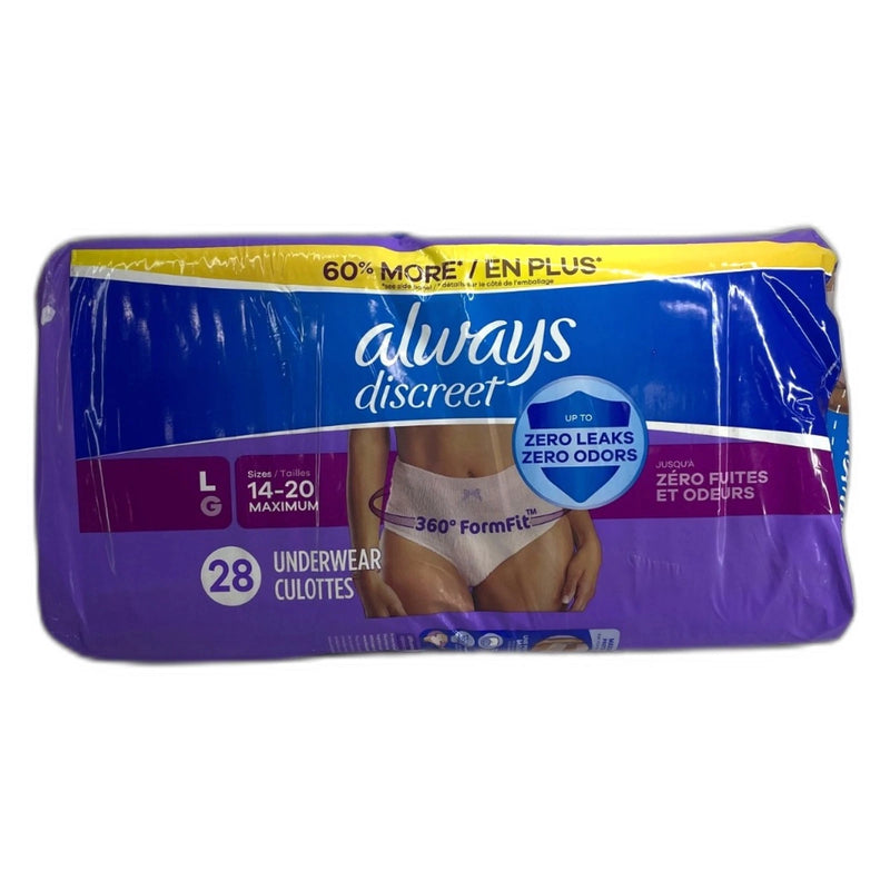 Always Discreet Adult Incontinence Postpartum Underwear Women LG New