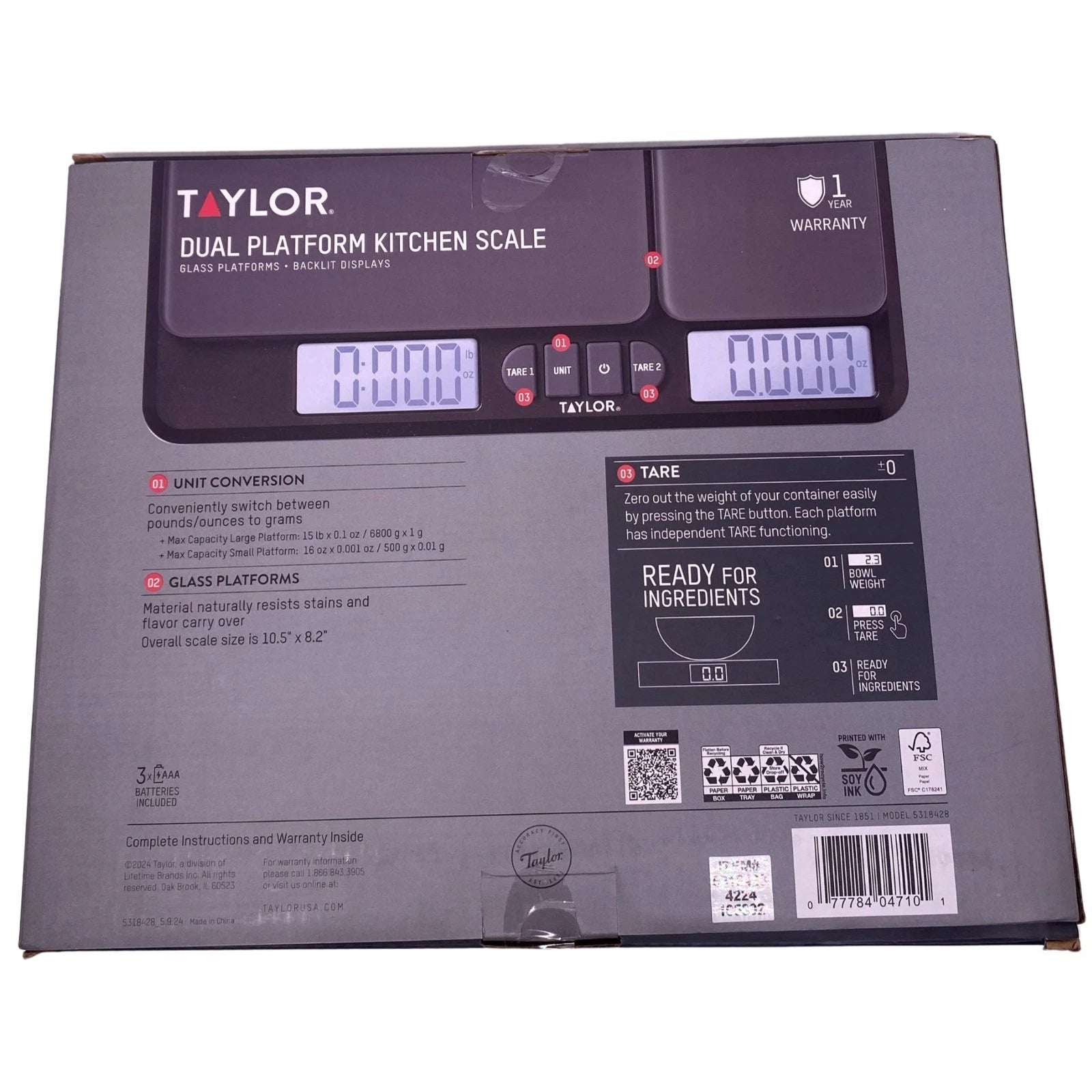 Taylor Dual Platform Kitchen Scale Glass Digital 2 Pack New