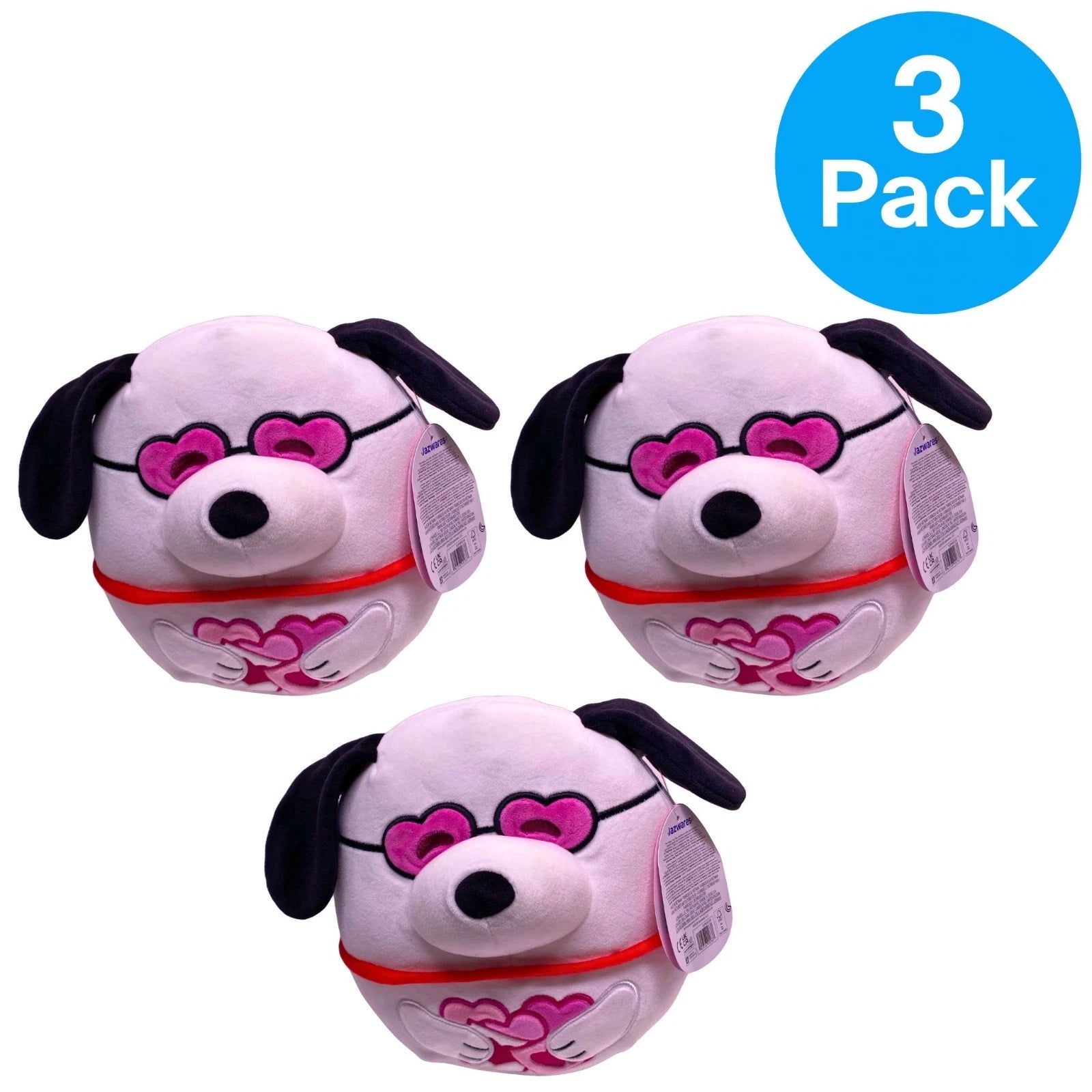 Squishmallows Peanuts Snoopy Valentine - 5" Plush - Heart Glasses Dog - 3 Pack 1