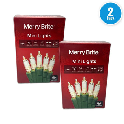 Merry Brite Count Mini String Clear White Bulb 140 Total Pack of 2 New