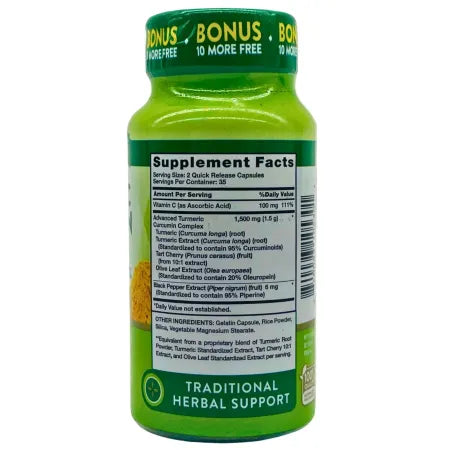Nature’s Truth Turmeric Curcumin Complex 1500 mg 70 Caps – 1 Pack – New