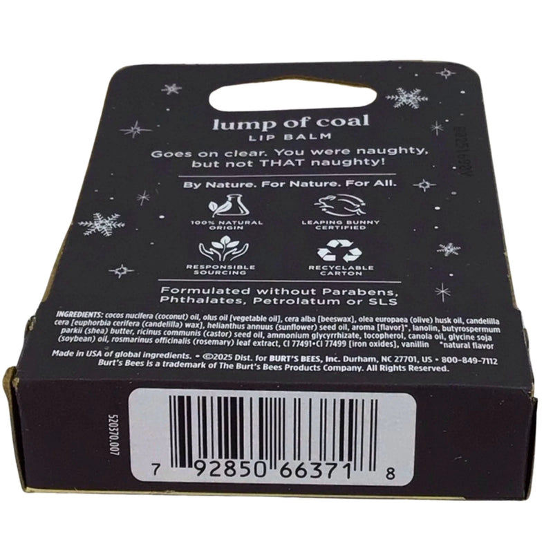 Burt's Bees Lump of Coal Vanilla Lip Balm Naughty 0.15 Oz 5 Pack Holiday Gift