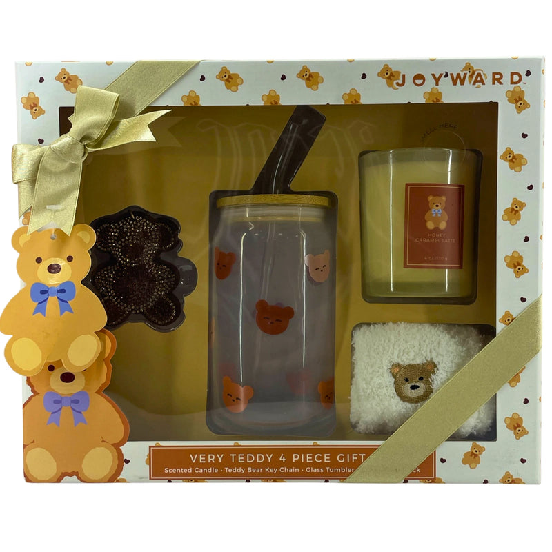 Joyward Very Teddy 4 Piece Gift Set Honey Caramel Latte Candle Tumbler Keyring S