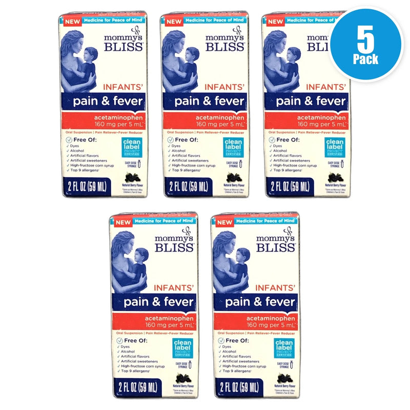 Mommy's Bliss Children's Pain & Fever Acetaminophen - 4 Exp 03/27 Pack of 5 New