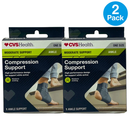 CVS Health Compression Support Ankle Moderate Support Adjustable Fits Inside Sho