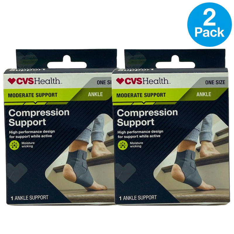 CVS Health Compression Support Ankle Moderate Support Adjustable Fits Inside Sho