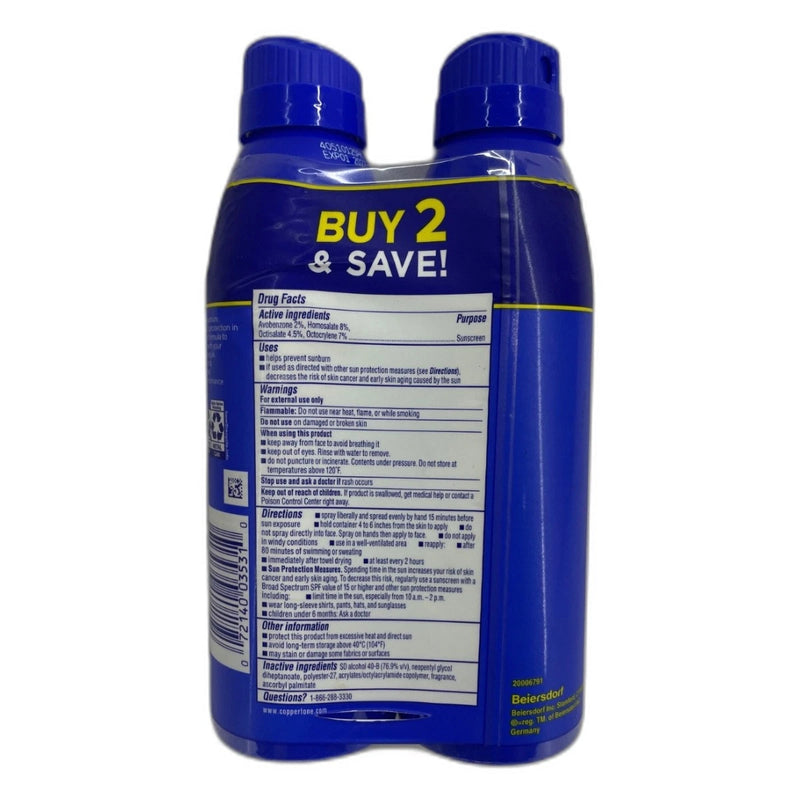 Coppertone Sport Sunscreen Spray 30 50 5.5oz 100 Total Exp 01/27 Pack of 2 New