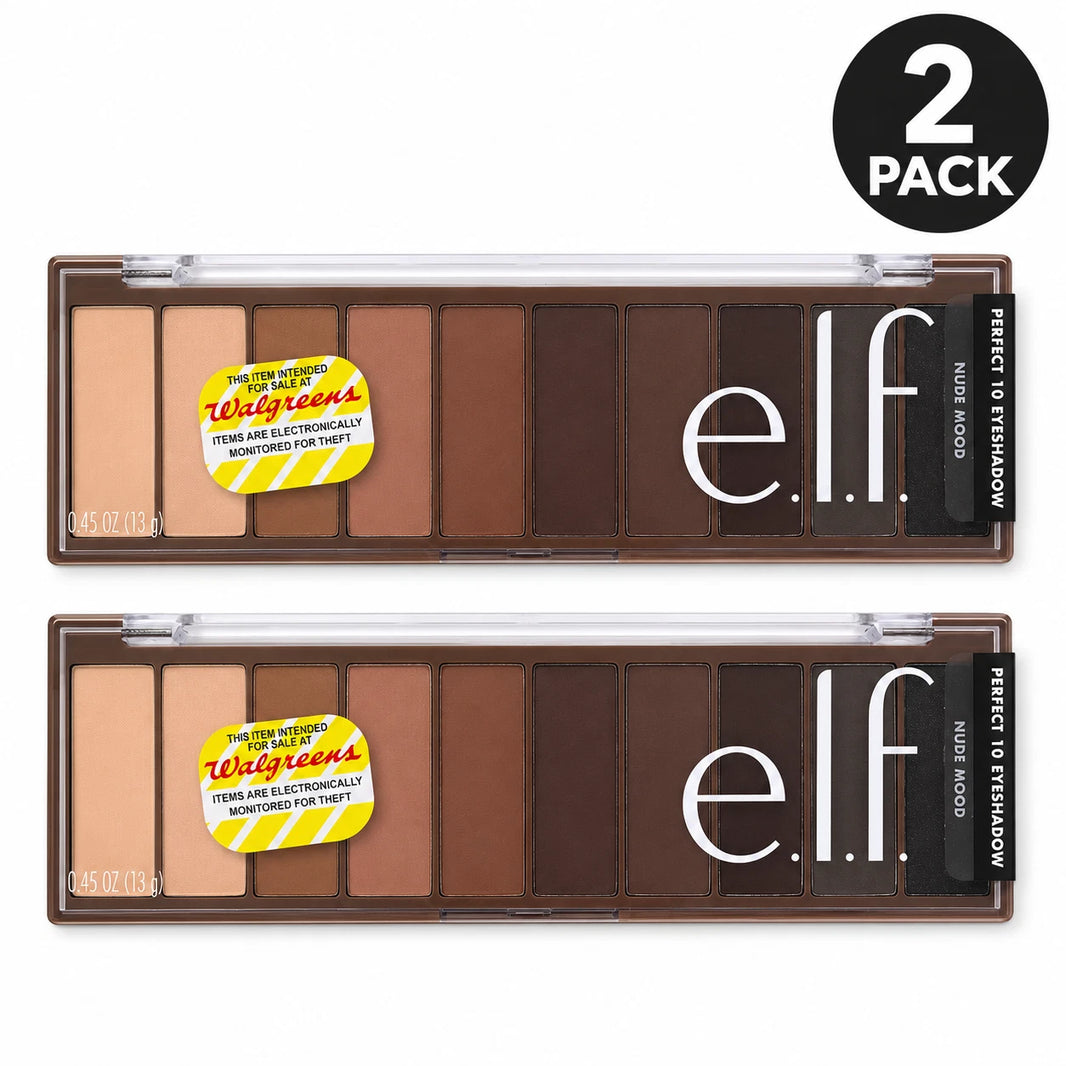 e.l.f. Cosmetics Perfect 10 Eyeshadow Palette Nude Mood 0.45 oz 2 Pack Bundle