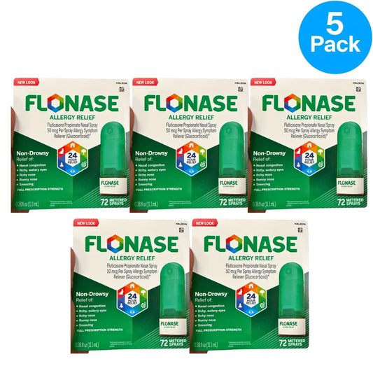 Flonase Allergy Relief Nasal Spray 50 mcg 72 Metered Sprays 0.38 fl oz 5 Pack