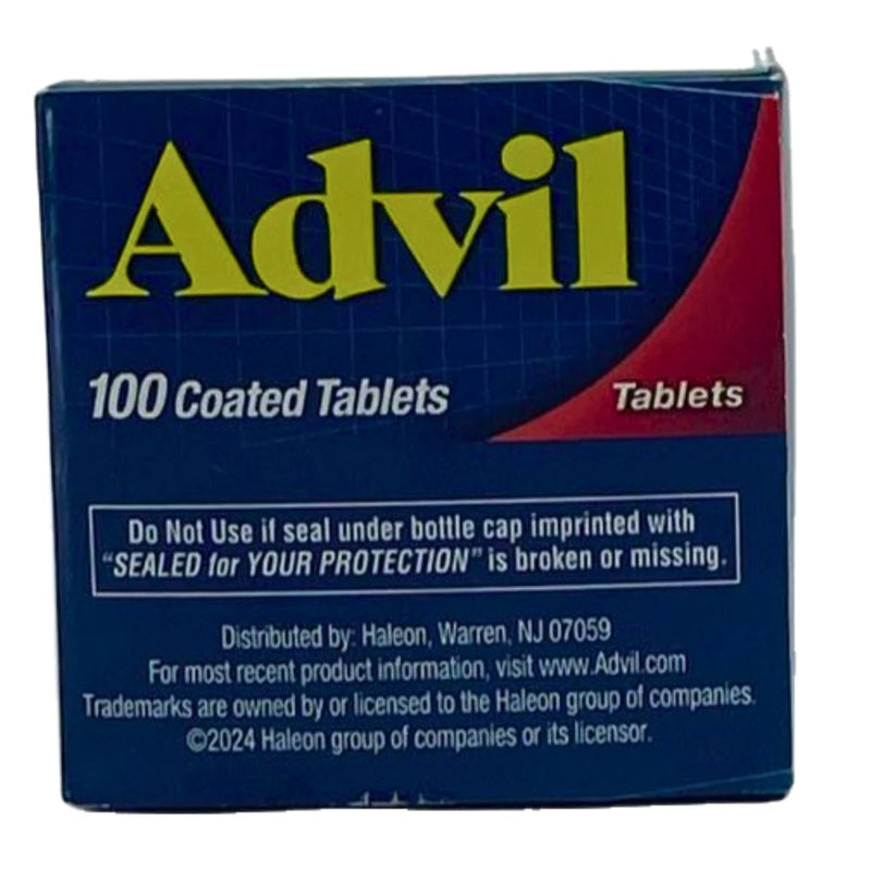 Advil Pain Reliever Fever Reducer Ibuprofen 200 mg 100 Coated Tablets 2 Pack New