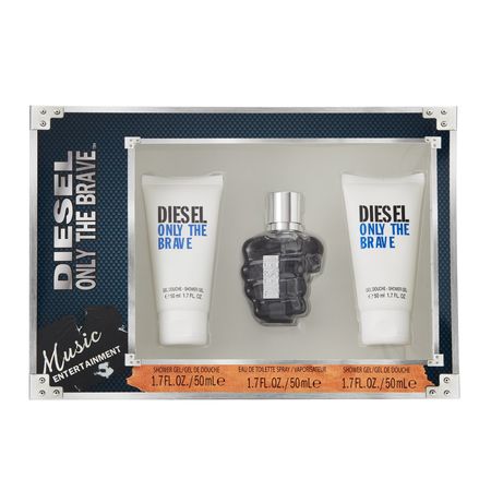 Diesel Only the Brave Cologne Gift Set for Men - 3 pieces with fragrance bottle and accessories