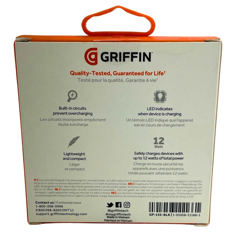 Griffin PowerJolt USB-A 12W Car Charger Cable Black 8 Pack New