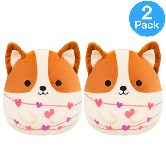 Squishmallows Regina the Corgi Valentine Heart Lights Plush 8 inch 2 Pack