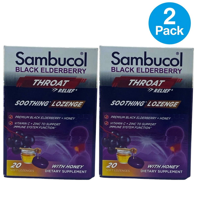 Sambucol Black Elderberry Throat Relief Soothing Soft Lozenges with Honey