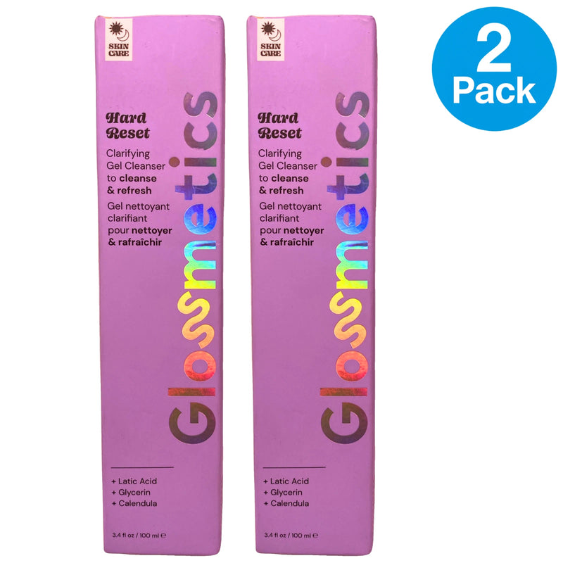 Glossmetics Hard Reset Clarifying Gel Cleanser 3.4 fl oz 2 Pack New Exp 07/26