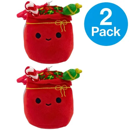 Squishmallows Lowell the Christmas Santa Sack Clip - 3.5" Plush - Set of 2 Pack