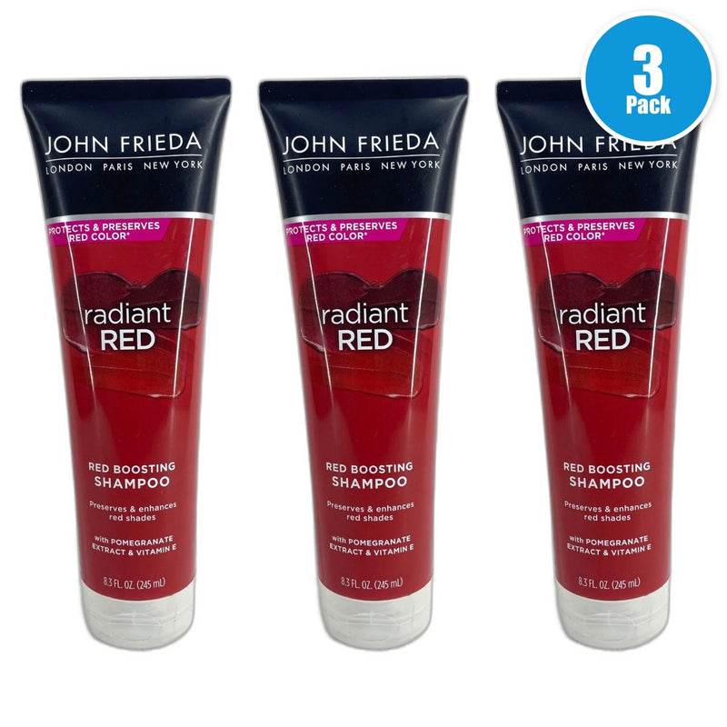 John Frieda Radiant Red Boosting Shampoo Conditioner Set 8.3oz Pack of 3 New