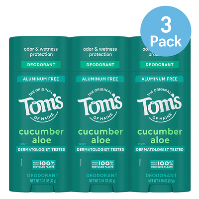 Tom’s of Maine Cucumber Aloe Deodorant – Pack of 3 (3.25 oz each) NEW