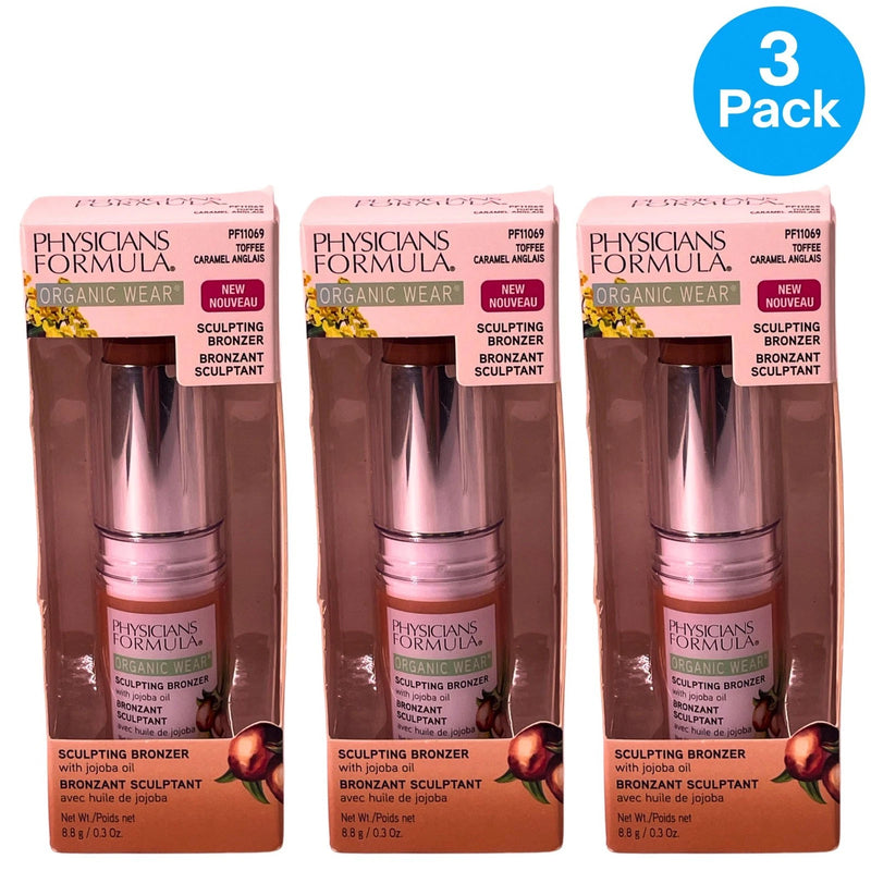 Physicians Formula Organic Wear Sculpting Bronzer Stick Toffee 0.3oz 3 Pack
