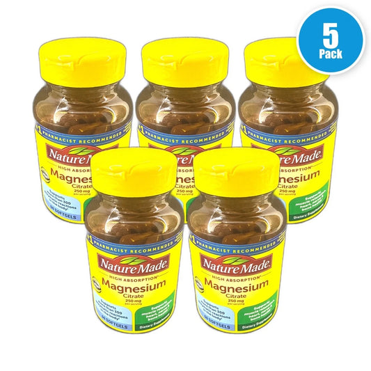 Nature Made Magnesium Citrate Softgels Dietary 300 Total Exp 09/27 Pack of 5 New